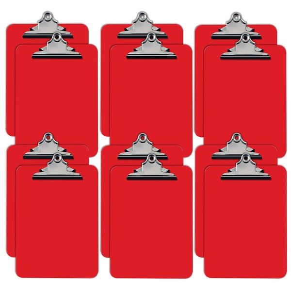 Better Office Products Plastic Clipboards, Durable, 12.5 x 9 Inch, Standard Metal Clip, Red, 12PK 45113